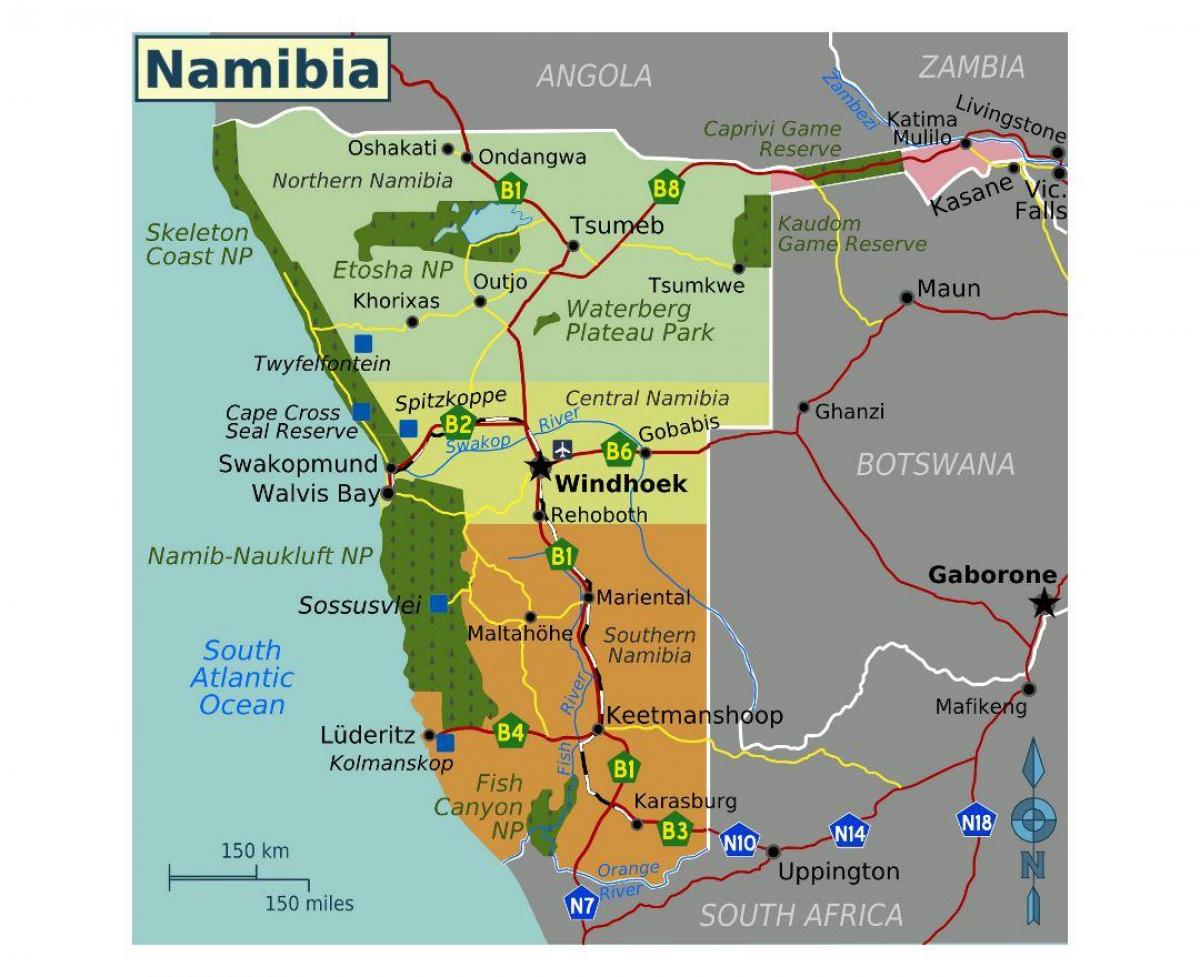 नक्शे के उत्तरी नामीबिया 