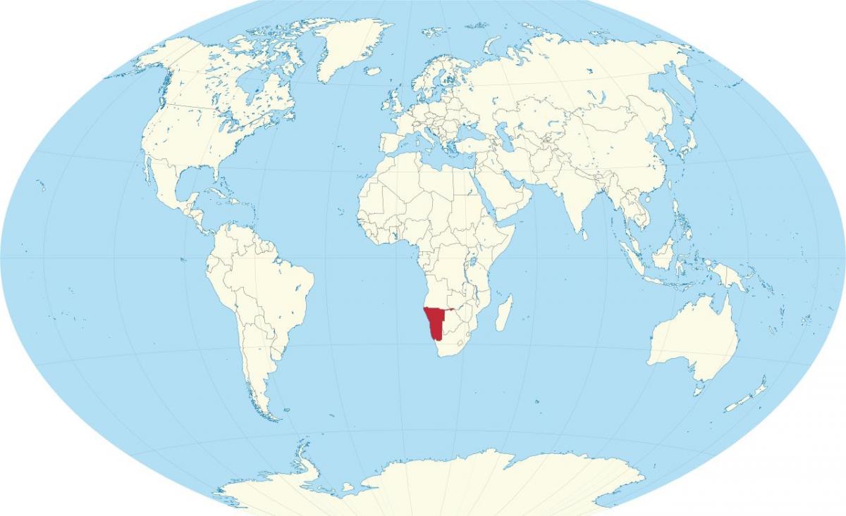 नामीबिया स्थान पर दुनिया के नक्शे
