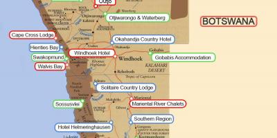 डेरा डाले हुए साइटों नामीबिया नक्शा